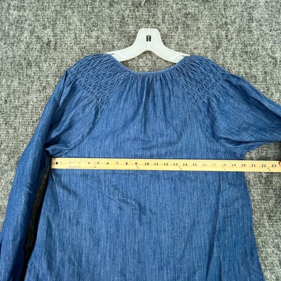 Old Navy Top Womens Small‎ Blue Jean Yoke Button Front Blouse Medium Washed - Picture 6 of 8